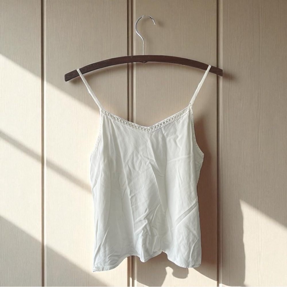 Elegant White Lace Trim Cami Top